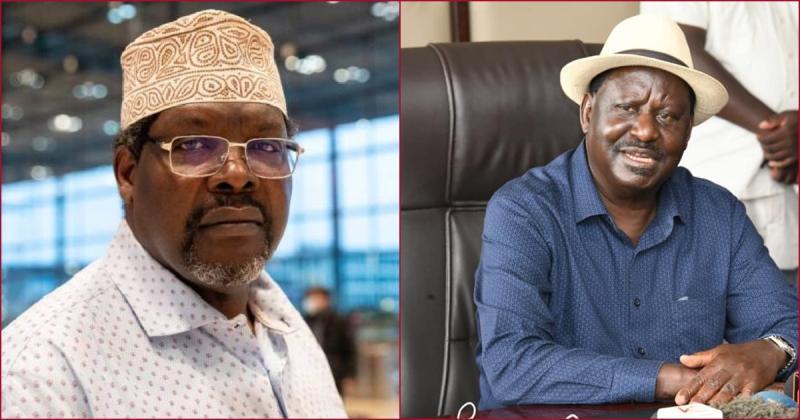 Collages photos of lawyer Miguna Miguna and ODM leader Raila Odinga.